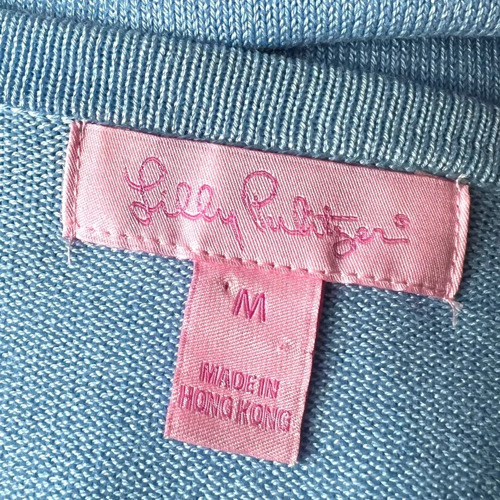 LILLY PULITZER Cardigan Sweater Open Blue Cropped Long Sleeve - Picture 7 of 9